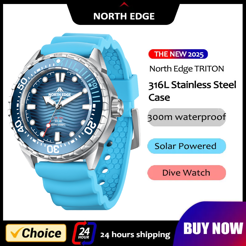 Solar Powered Watch - NORTH EDGE 2026 New TRITON Solar
