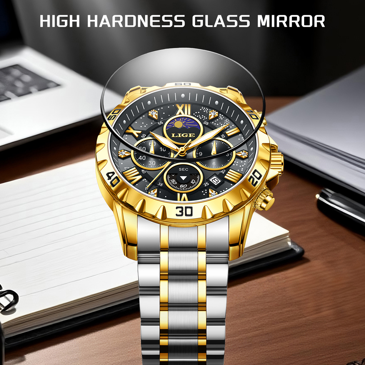 LIGE Top Brand Luxury Quartz M - Chronograph Sport Watch recension och pris