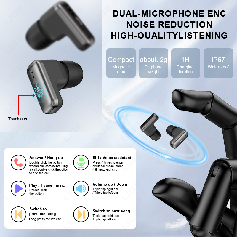 LIGE 2026 New TWS 2 in 1 Heads - Smartwatch Noise Watches recension och pris