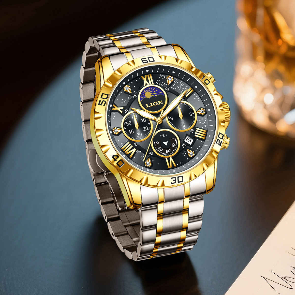 LIGE Top Brand Luxury Quartz M - Chronograph Sport Watch recension och pris