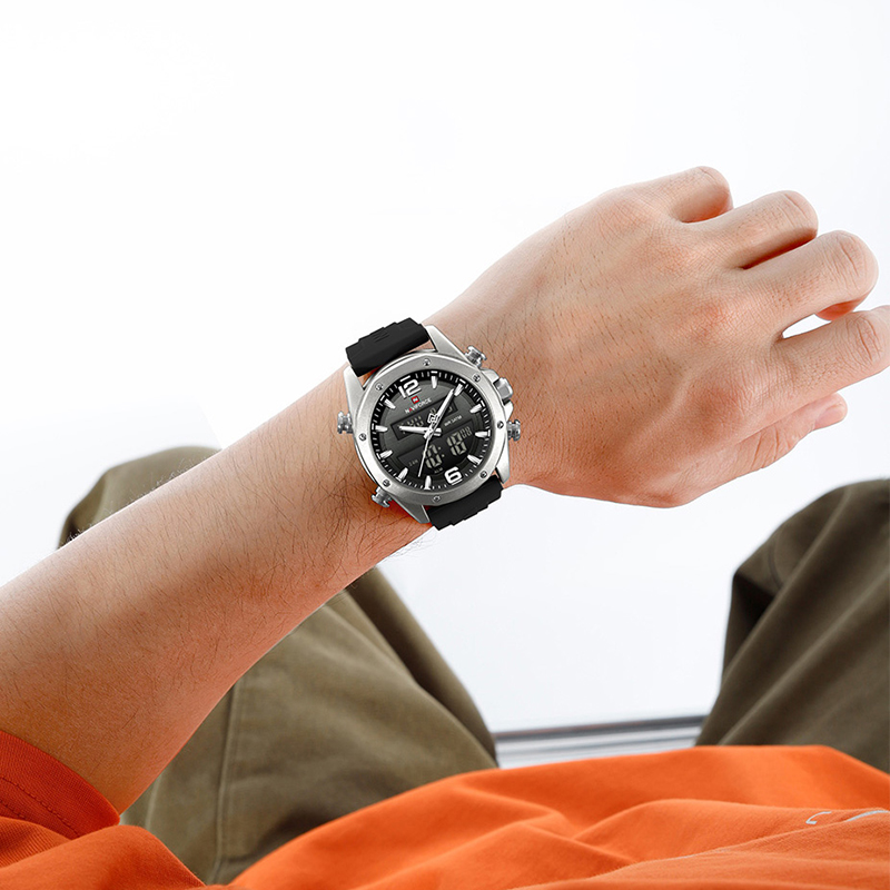 NAVIFORCE Men Quartz LCD Dual  - Tide Watch Surf recension och pris